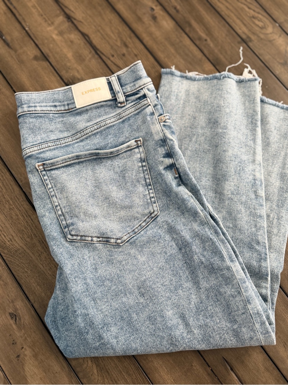 Express Light Blue High-Rise Straight Jeans